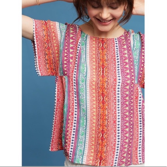 Anthropologie Tops - Anthropologie Maeve Milla Pink Tribal Stripe Top S